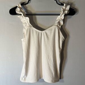 Poof! Cream Ruffle Strap Camisole